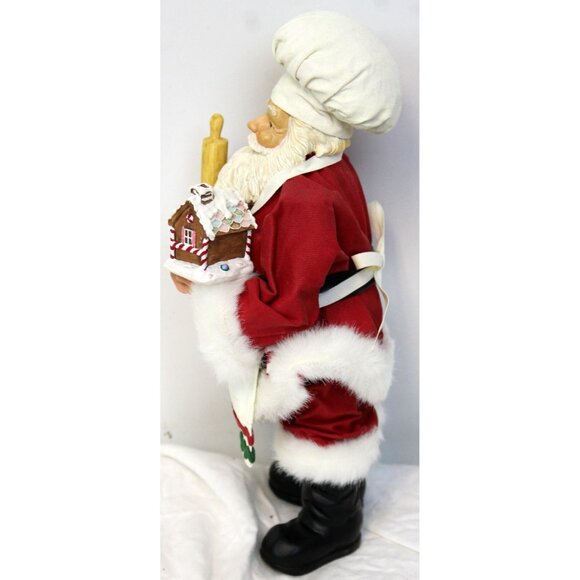 Vtg Fabric Mache Santa Baker 11" Figurine Christmas Cookie Bar Gingerbread Apron - Picture 4 of 7